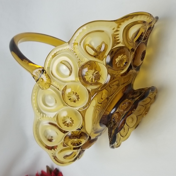 L.E. Smith Moon & Stars Amber Glass Basket - Picture 13 of 16